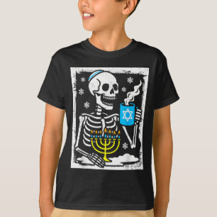 T-shirt Hanukkah Squelette Café Dreidel Ménorah Juive Ch