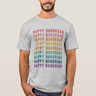 T-shirt Hanukkah Texte Moderne Ludique Couleurs Arc-en-cie