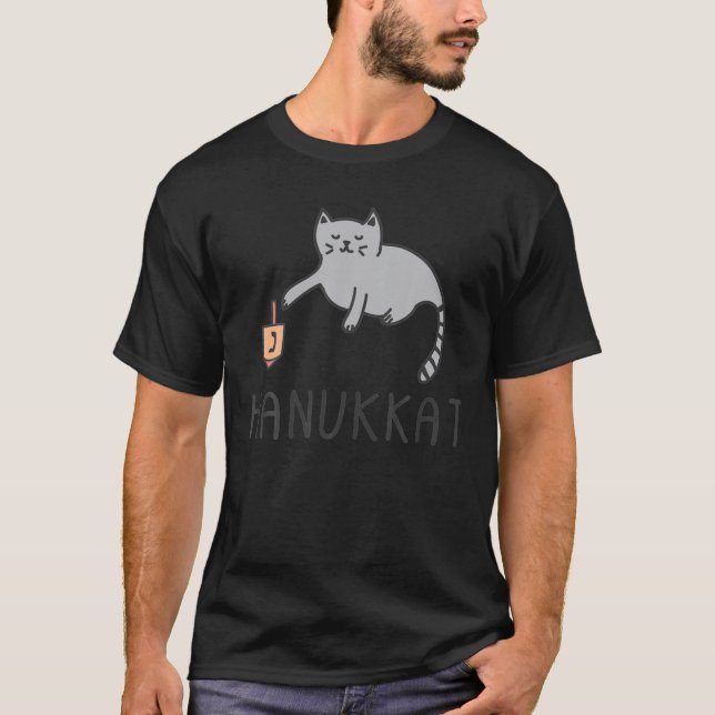 T-shirt Hanukkat - Hanoukka Cat-Jouer Avec-Dreidel (Devant)