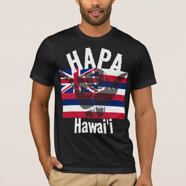 T-shirt HAPA HAWAII HI Drapeau TRIBAL SHAKA BG Whats (Devant)