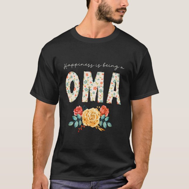 T-shirt Hapess Est Une Grand-Mère Florale Oma (Devant)