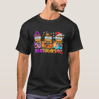 T-shirt Happer Hallothanksmas Bus scolaire Halloween Joyeu