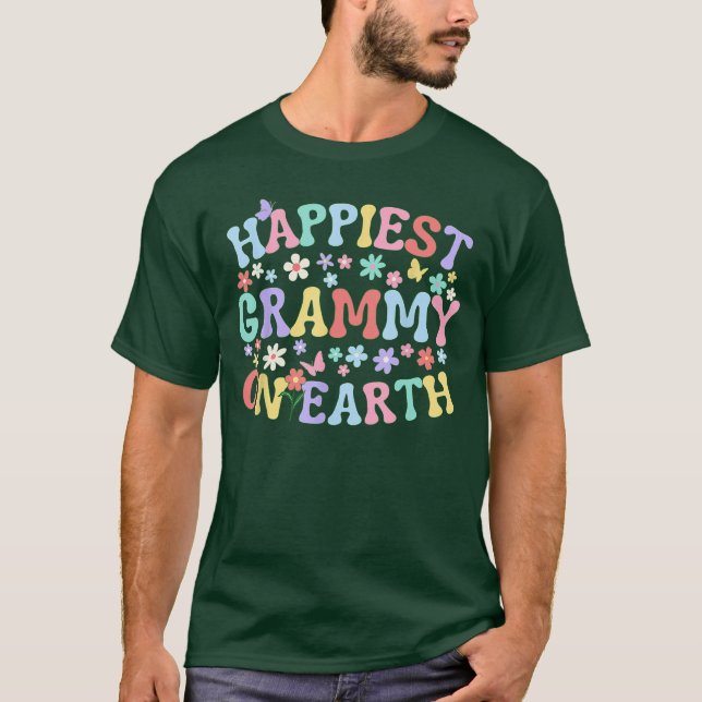 T-shirt Happiest Grammy On Earth Familyrip Squad Groovy Gr (Devant)