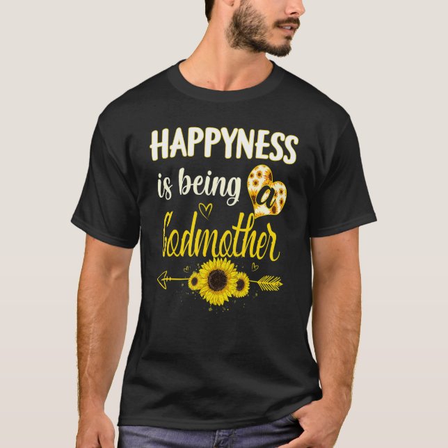 T-shirt Happiness Is Being A Godmother Sunflower Grandma M (Devant)