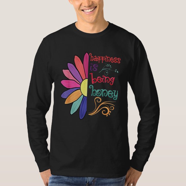 T-shirt Happiness Is Being Honey Grandma To Be Sunflower M (Devant)