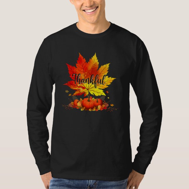 T-shirt Happpy Thanksgiving Day Autumn Fall Maple Leaves T (Devant)