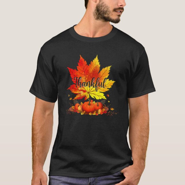 T-shirt Happpy Thanksgiving Day Autumn Fall Maple Leaves T (Devant)