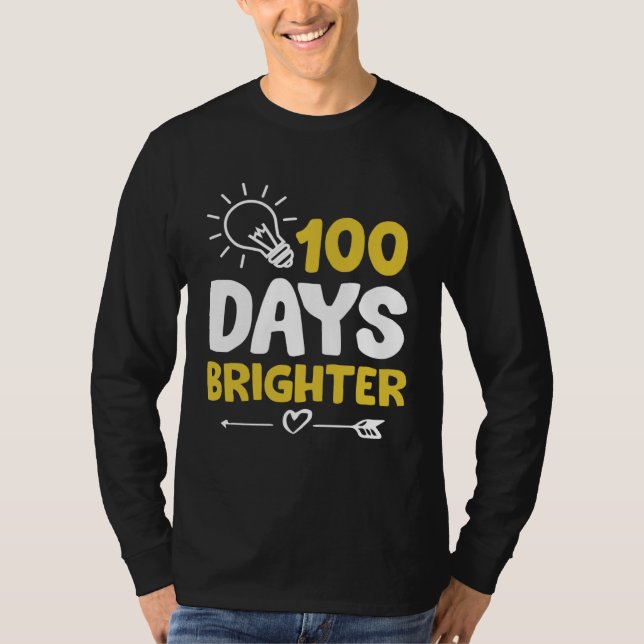 T-shirt Happy 100 Days Brighter School Bright Light Bulb G (Devant)