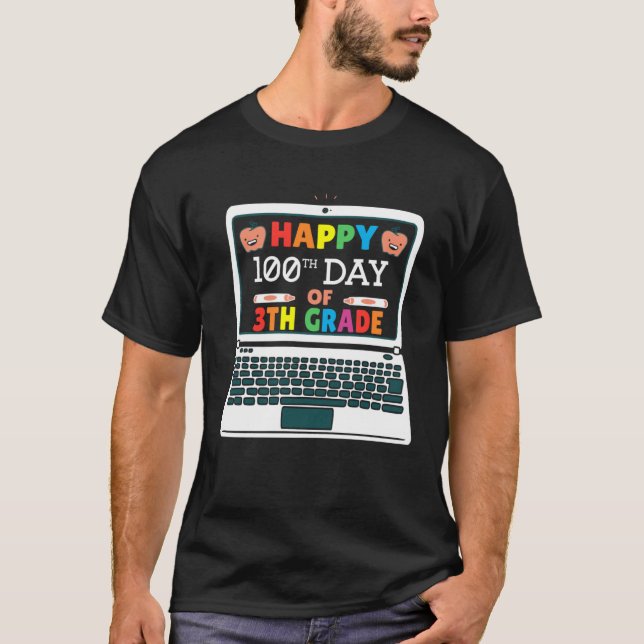 T-shirt Happy 100 Days Of 4th Grade Elementary Teacher Kid (Devant)