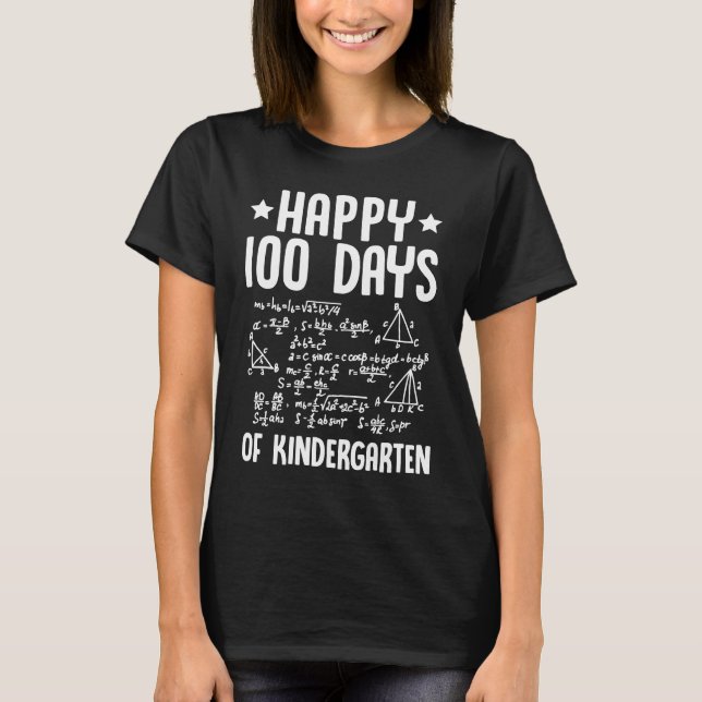 T-shirt Happy 100 Days Of Kindergarten Math Teacher Equati (Devant)