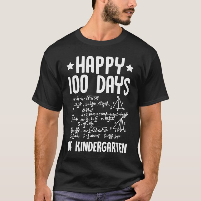 T-shirt Happy 100 Days Of Kindergarten Math Teacher Equati (Devant)
