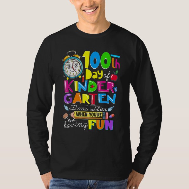 T-shirt Happy 100 Days Of Kindergarten School Teachers Kid (Devant)