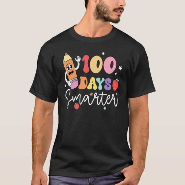 T-shirt Happy 100 Days Of School 100 Days Smarter Brighter (Devant)