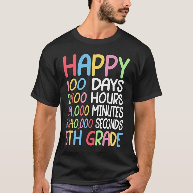 T-shirt Happy 100 Days Of School 5th Grade Student Math Te (Devant)