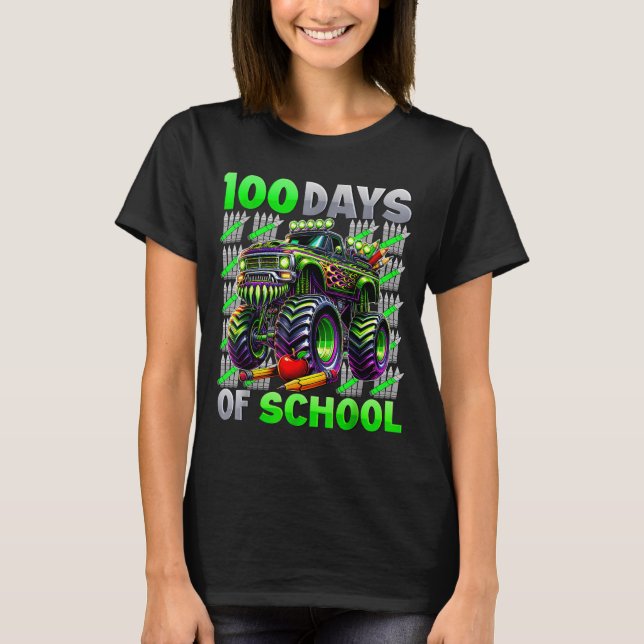 T-shirt Happy 100 Days Of School Funny Monster Truck Stude (Devant)