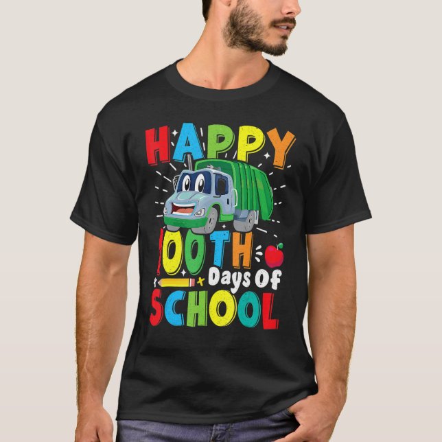 T-shirt Happy 100 Days Of School Garbage Truck Boys Kids T (Devant)