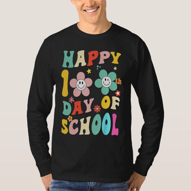 T-shirt happy 100 Days Of school groovy 100th day school T (Devant)