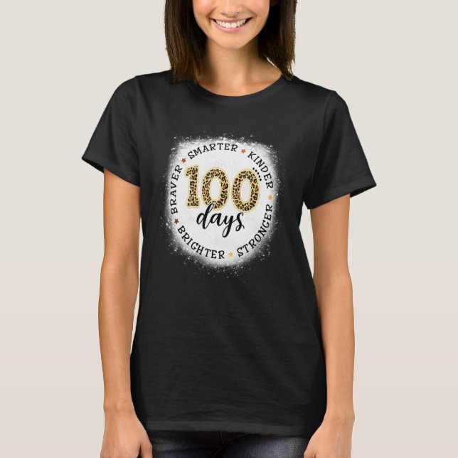T-shirt Happy 100 Days Of School Leopard For Teacher Appar (Devant)
