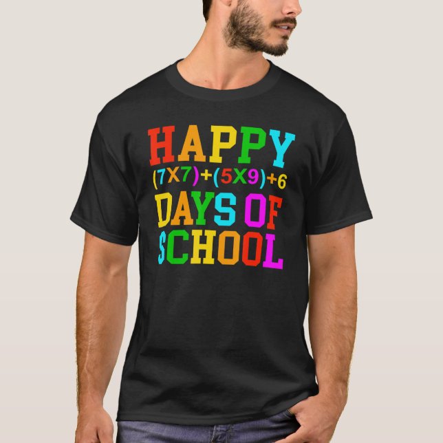 T-shirt Happy 100 Days of School Math Teacher 100th Day of (Devant)