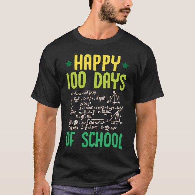 T-shirt Happy 100 Days Of School Math Teacher Equations 10 (Devant)
