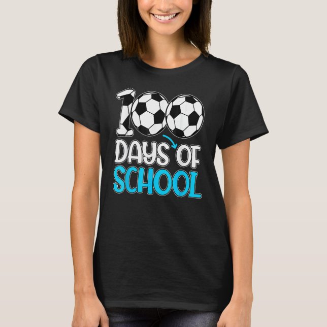 T-shirt Happy 100 Days Of School Soccer Teacher Kids Boys (Devant)