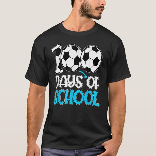 T-shirt Happy 100 Days Of School Soccer Teacher Kids Boys (Devant)