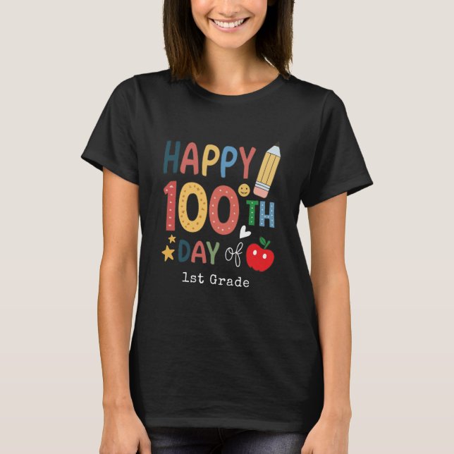 T-shirt Happy 100th Day of 1st grade Teacher black (Devant)