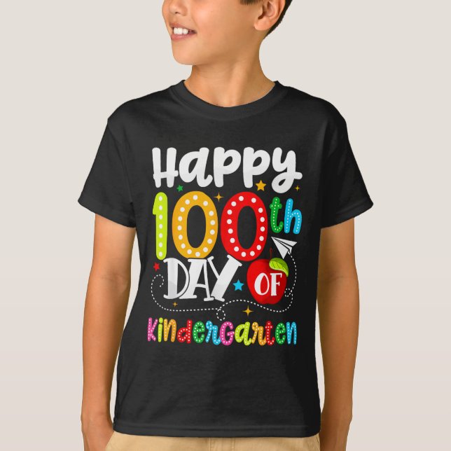T-shirt Happy 100th Day Of Kindergarten Funny Teachers Stu (Devant)