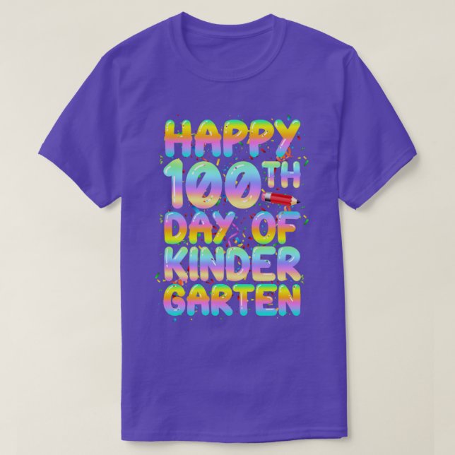 T-shirt Happy 100th Day Of Kindergarten Happy Back To Scho (Design devant)