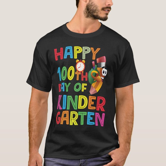 T-shirt Happy 100th Day Of Kindergarten  Pencil 2023 (Devant)