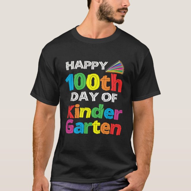 T-shirt Happy 100th Day of Kindergarten Student retro shir (Devant)