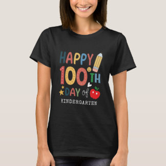 T-shirt Happy 100th Day of Kindergarten Teacher black