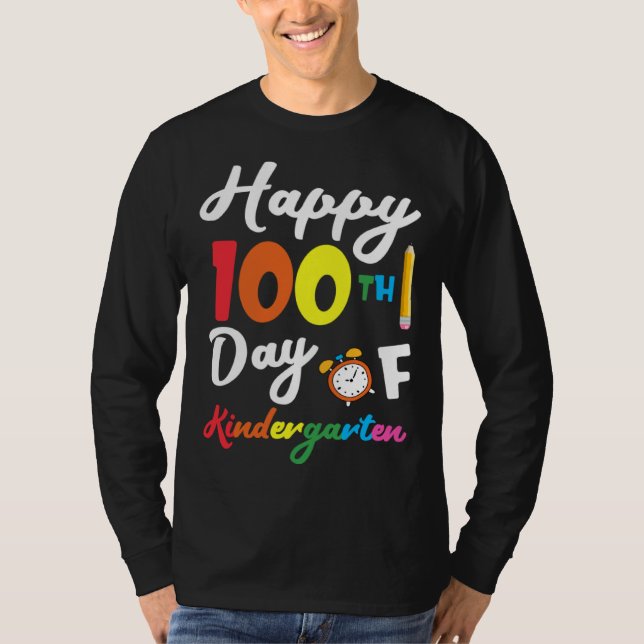 T-shirt Happy 100th Day of Kindergarten Teacher & Student  (Devant)