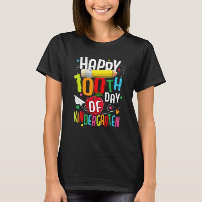 T-shirt Happy 100th Day Of Preschool Teacher 100 days smar (Devant)