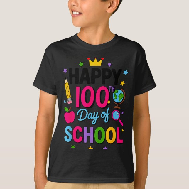 T-shirt Happy 100th Day Of School 100 Days Smarter Teacher (Devant)