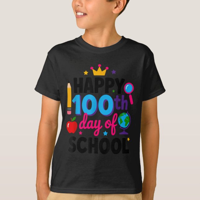 T-shirt Happy 100th Day Of School 100 Days Smarter Teacher (Devant)