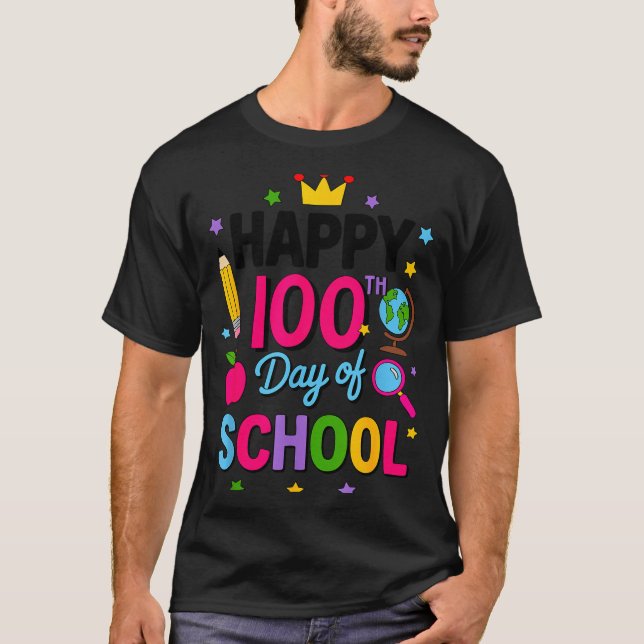T-shirt Happy 100th Day Of School 100 Days Smarter Teacher (Devant)