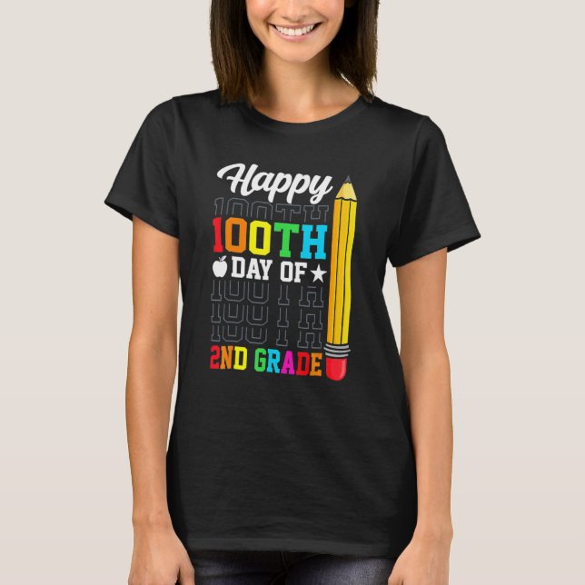T-shirt Happy 100th Day of School 2nd Grade Teachers Girl  (Devant)