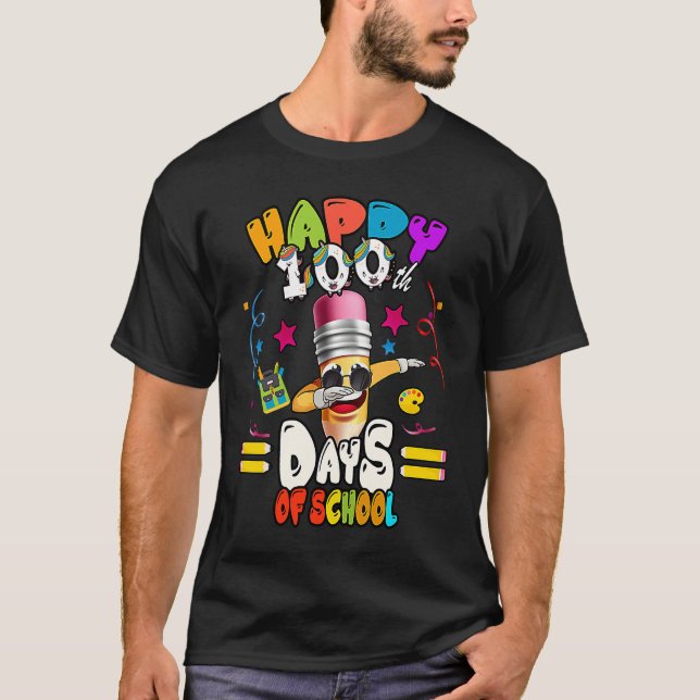 T-shirt Happy 100th Day of School dabbing Pencil (Devant)