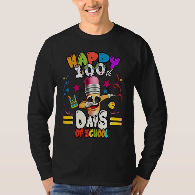 T-shirt Happy 100th Day of School dabbing Pencil (Devant)