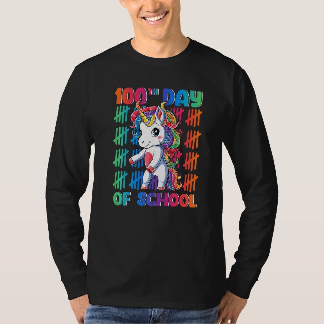 T-shirt Happy 100th Day Of School Flossing Unicorn 100 Day (Devant)