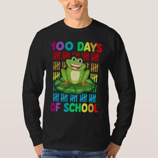 T-shirt Happy 100th Day Of School Frog  Teacher Student Ki (Devant)