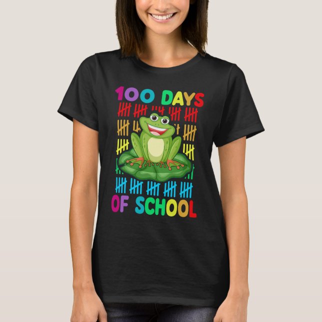 T-shirt Happy 100th Day Of School Frog  Teacher Student Ki (Devant)