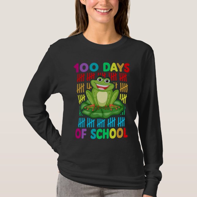 T-shirt Happy 100th Day Of School Frog  Teacher Student Ki (Devant)