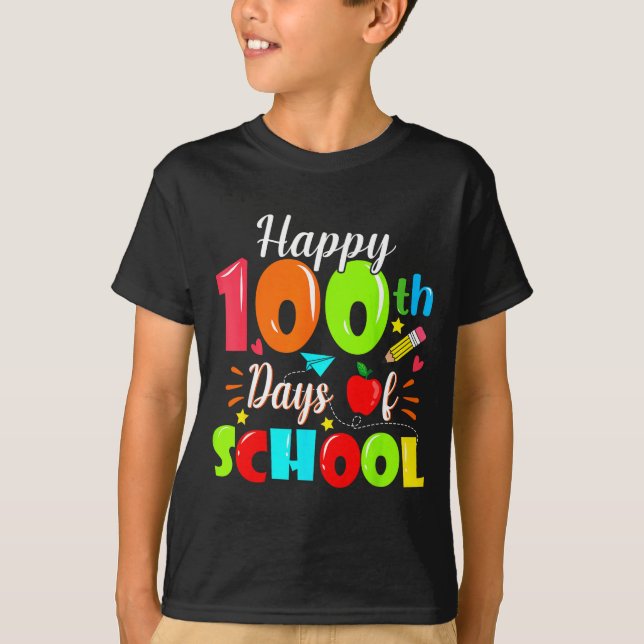 T-shirt Happy 100th Day Of School Funny Teachers Sudents K (Devant)