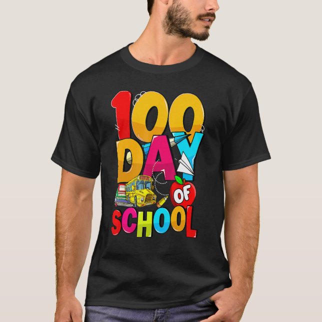 T-shirt Happy 100th Day Of School Groovy 100 Days Of Schoo (Devant)