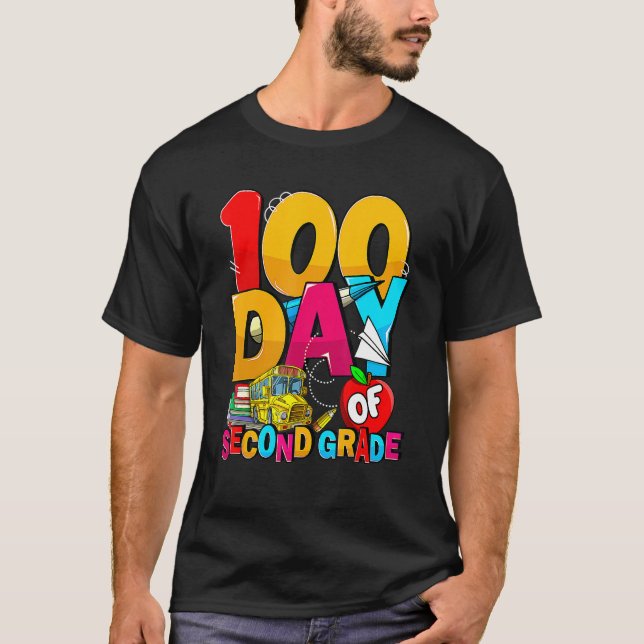 T-shirt Happy 100th Day Of School Groovy 100 Days Of Secon (Devant)