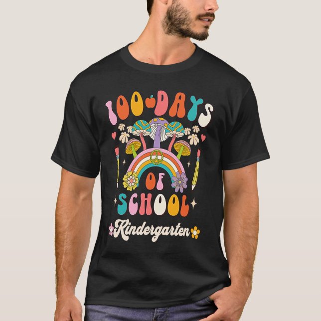 T-shirt Happy 100th Day Of School Retro Groovy 100 Days Ki (Devant)