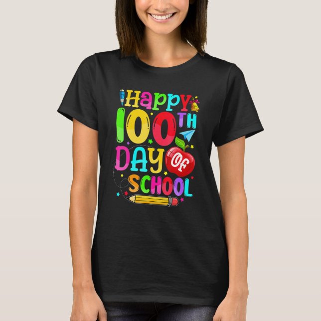 T-shirt Happy 100th Day Of School Teacher Boy Girl 100 Day (Devant)