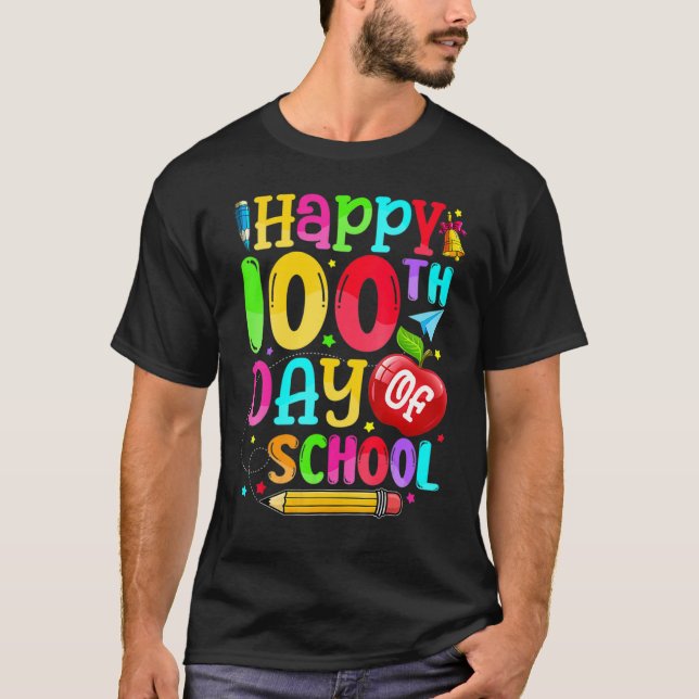 T-shirt Happy 100th Day Of School Teacher Boy Girl 100 Day (Devant)